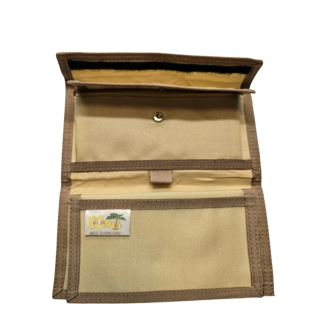 CoCoNuts Palm Tree Wallet Tropical Nylon Trifold‎ Beige Vintage 90s